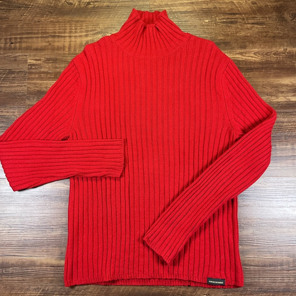 Abercrombie & Fitch Reliable Outdoor Goods Bold Red Turtleneck Sweater